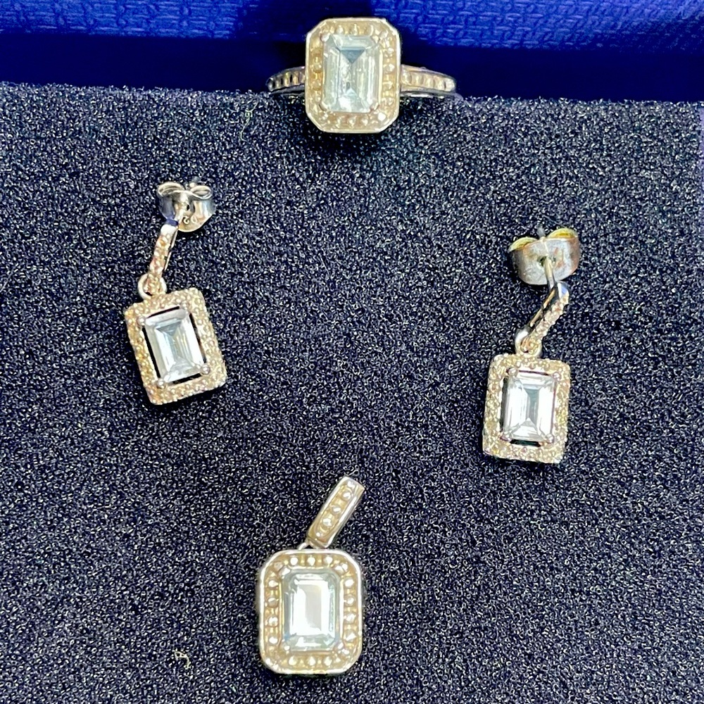 Sterling Silver/Aquamarine antique style set